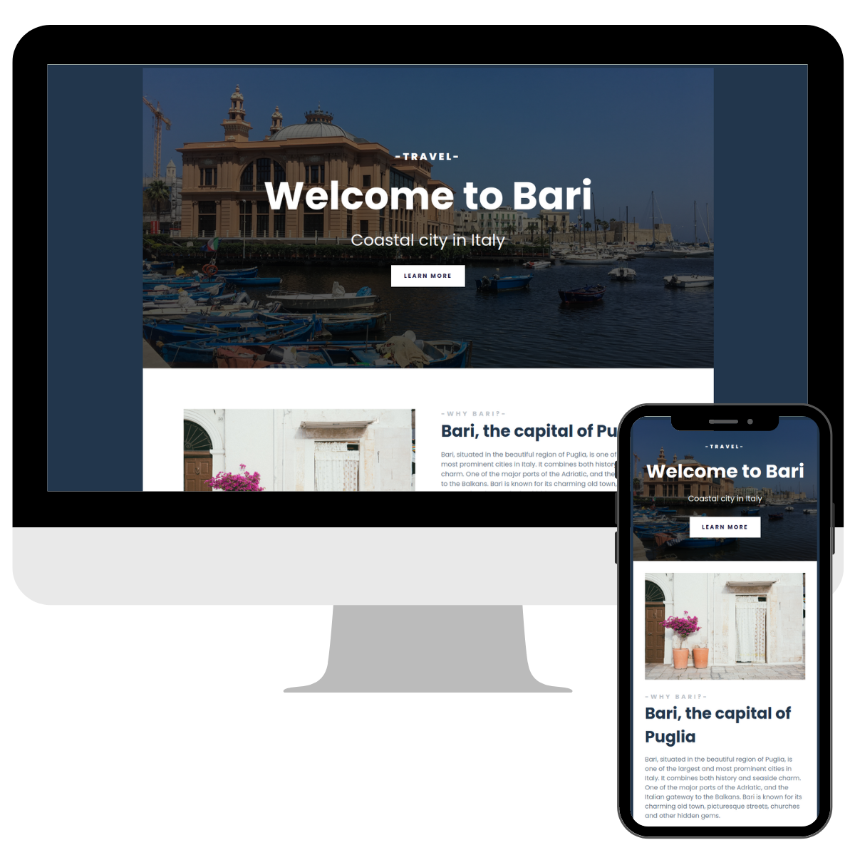 Screenshot of travel app