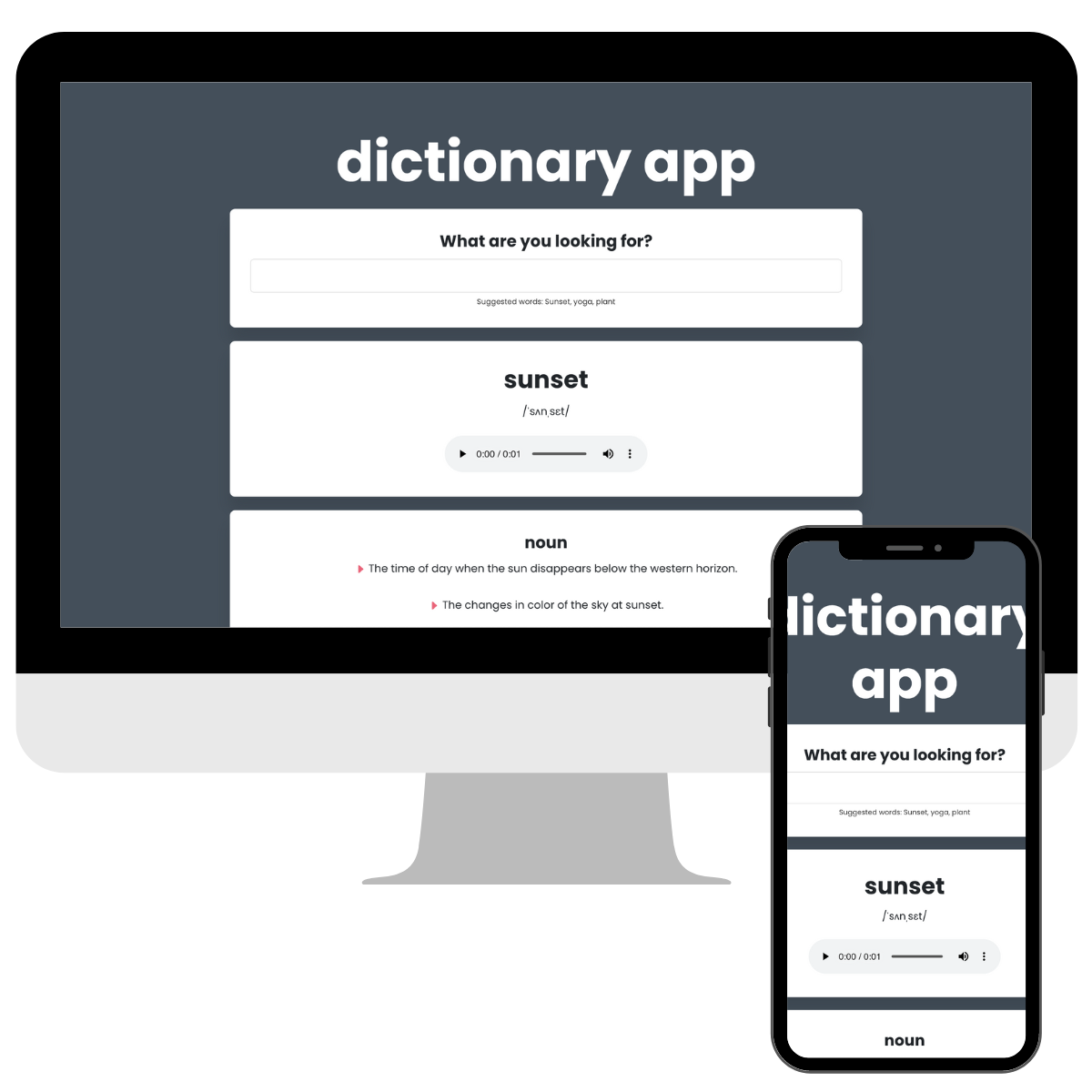 Screenshot of dictionary app