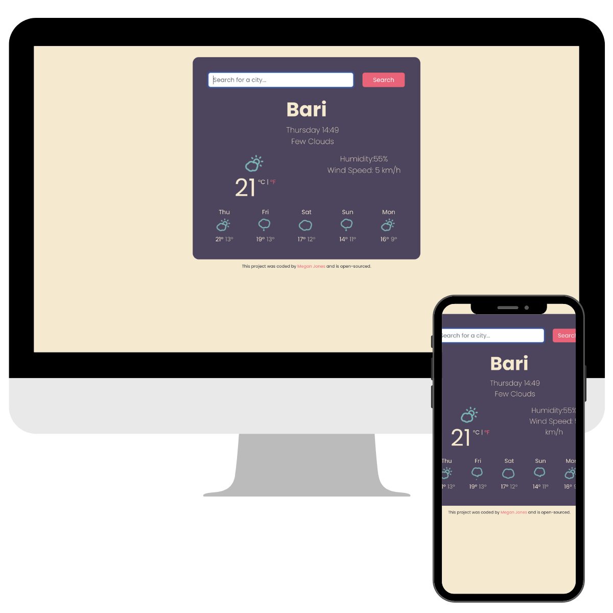 Screenshot of weather app
